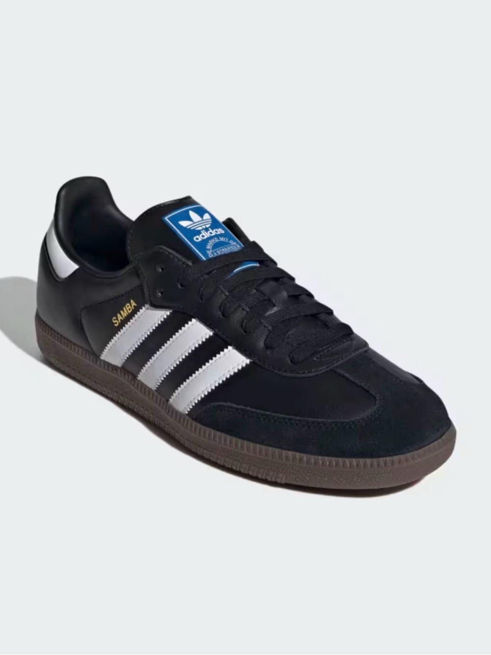 adidas Samba Black Sneakers with White Stripes and Gold Accent